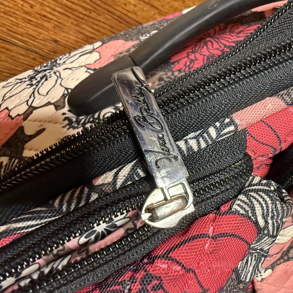 Vera Bradley Floral Carry-On Rolling Soft Case, Retractable Handle, Pink/Black - Picture 3 of 10
